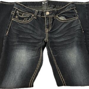 Soundgirl Blue Boot Cut Jeans with Vintage Distressed Look Size 11